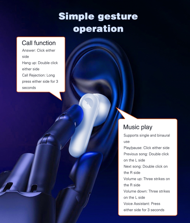 LDNIO T05 Hot Selling Oem Odm Tws Earbuds Gaming In-ear Earbuds Bt 5.3 Tws Wireless Headphone Earphone Earbuds detail