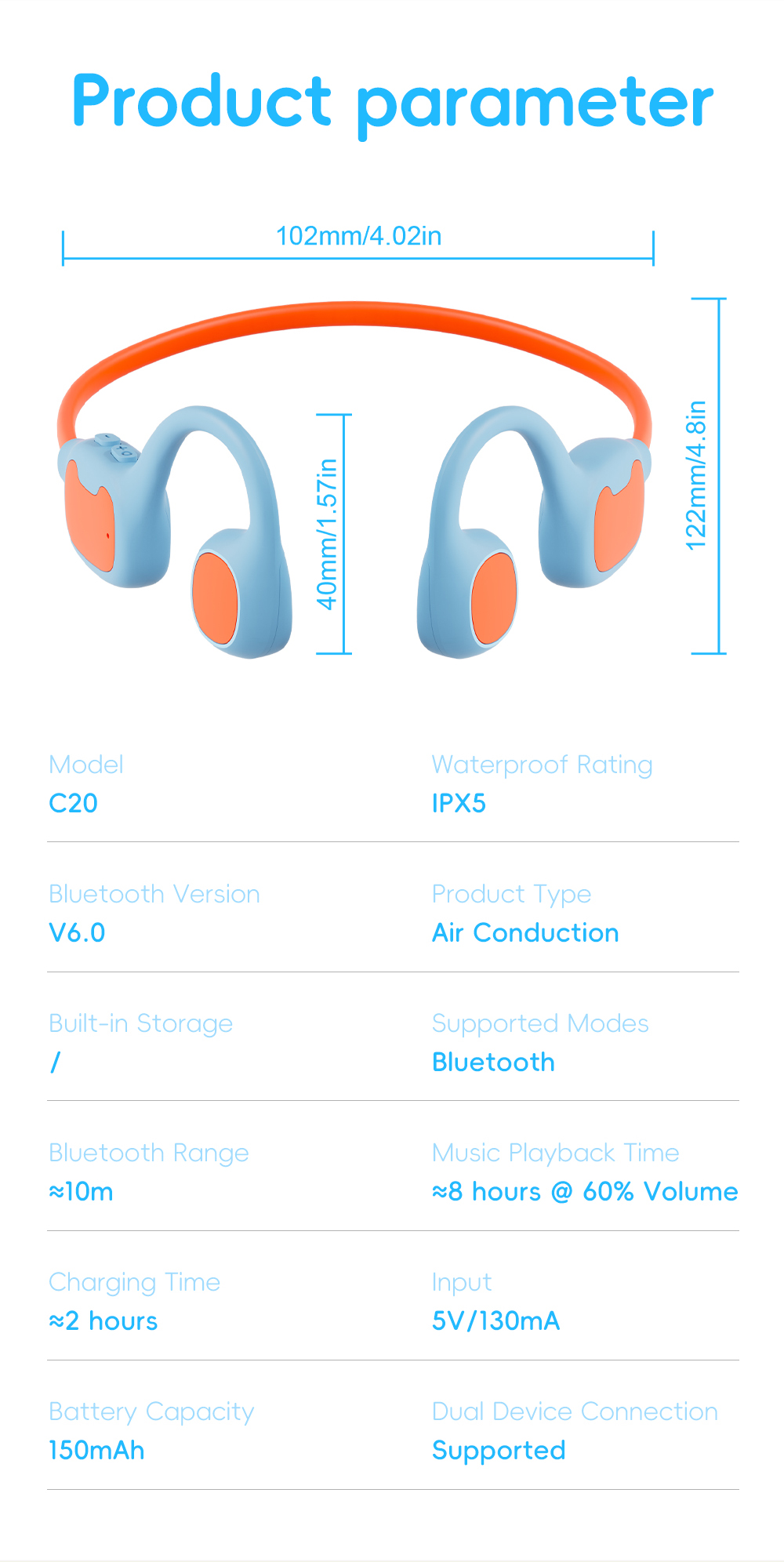 New Product Kids Bone Conduction Headphones Air Conduction Earphones Open Ear Headsets Wireless Bluetooth Earbuds for Study detail