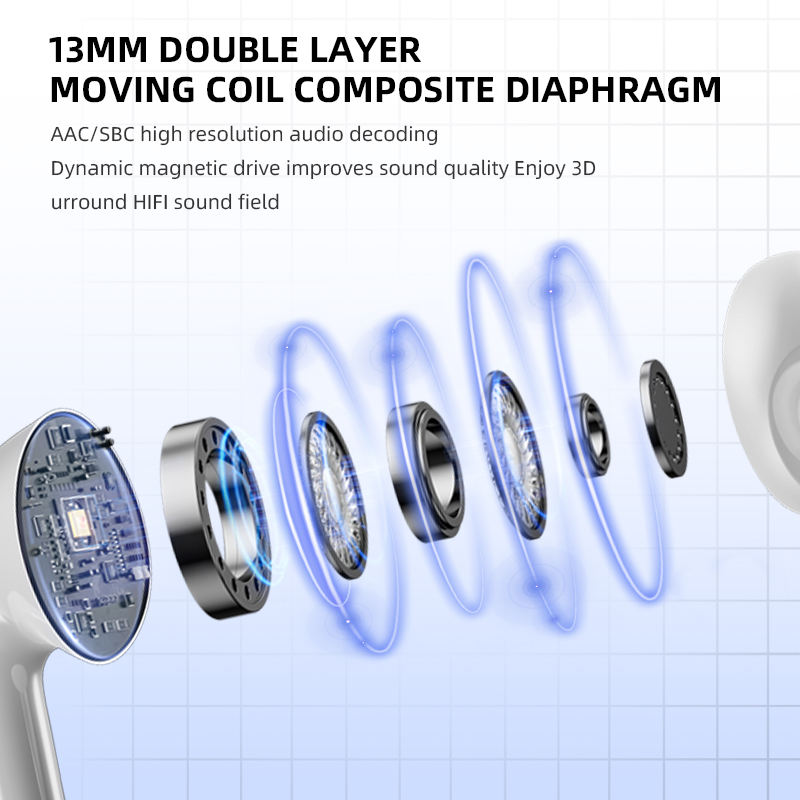 Wireless Earphones Bt Earphones Bt5.4 TWS Wireless Earbuds 13mm Drivers Balanced Sound AAC/SBC Support IPX5 Waterproof Earbuds product view