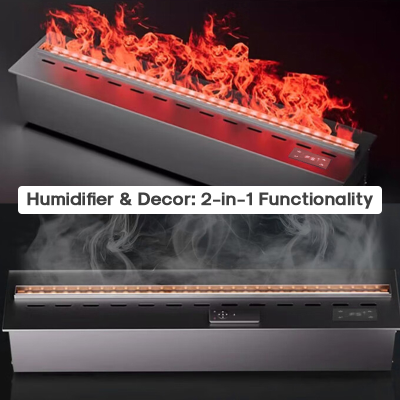 CE Certified Misting Fireplace Heater, Smart Remote, Dancing Flame, Humidifier for Modern Home Decor product view