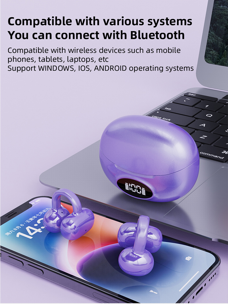 Yumondear W19 Wireless Ear Hook Earphone HIFI Stereo Sports Earbud LED Display Waterproof  Chip for Outdoor Running/Gym detail