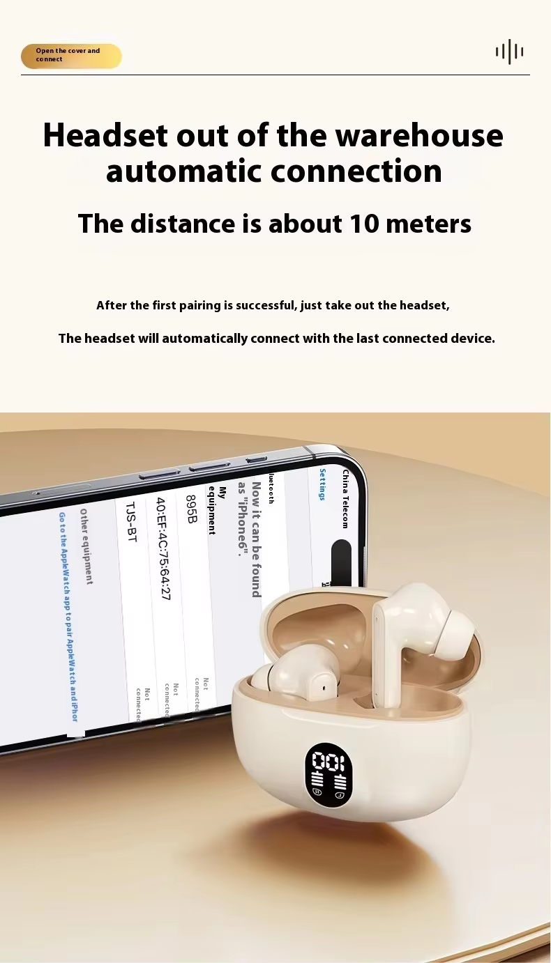 TWS Wireless Earphones New 895B with Dual Ear Touch Stereo Sound and 5.3LED Battery Indicator Light detail