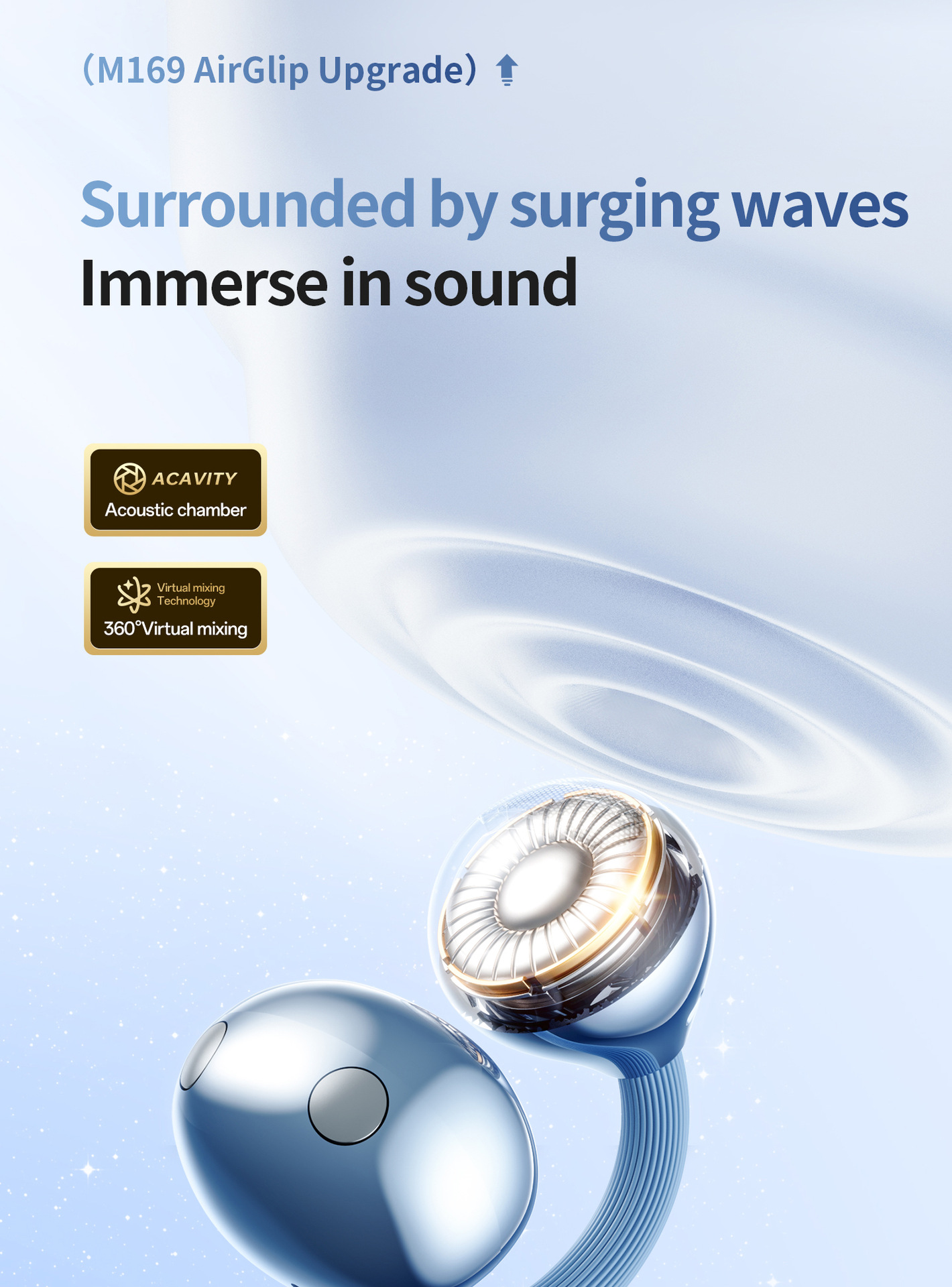 M169 Earbuds Earphone Headphone Hot-Selling Ear Clip Wireless for 6.0 Headset Voice Gesture Control Ultra-long Battery Life High detail