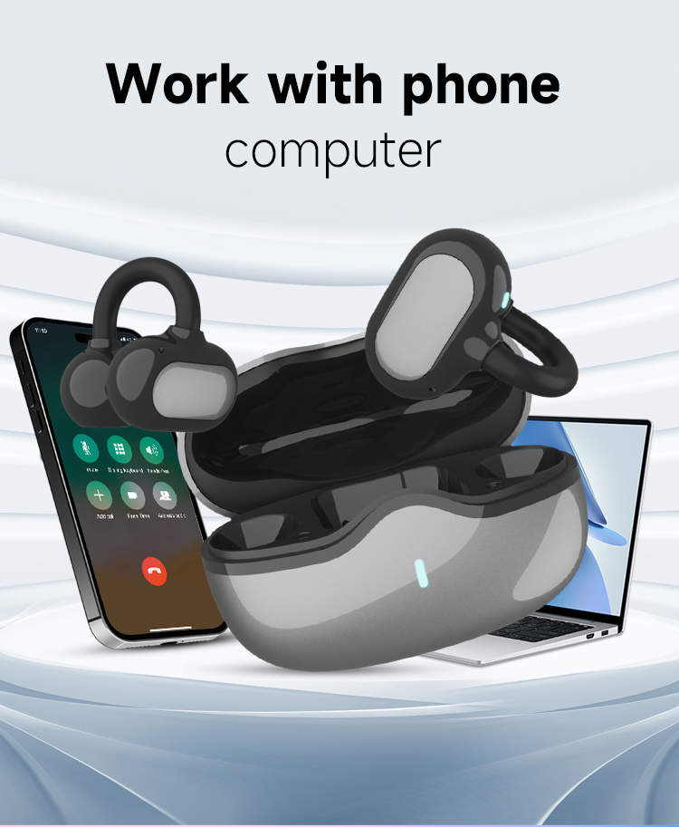 C01 Wireless Open Ear Sports Earbuds with Charging Case IPX4 Waterproof Built-in Mic Clip-On Earphones for Fitness Running detail
