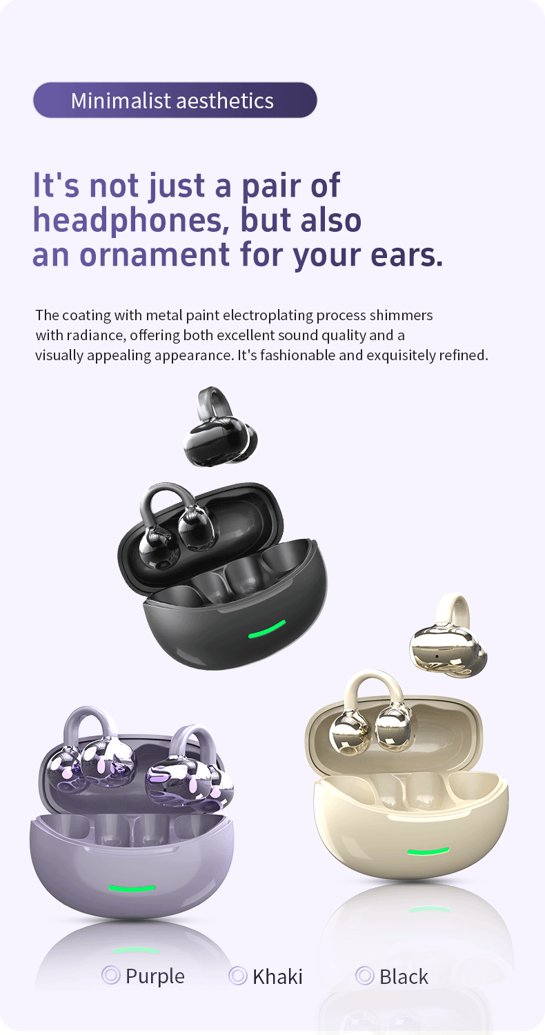 DOQAUS W18  Hot Selling Ear Hook Ear Clip Earphone HIFI Stereo Wireless Headphones Light ENC Outdoor Sports Waterproof Earphones detail