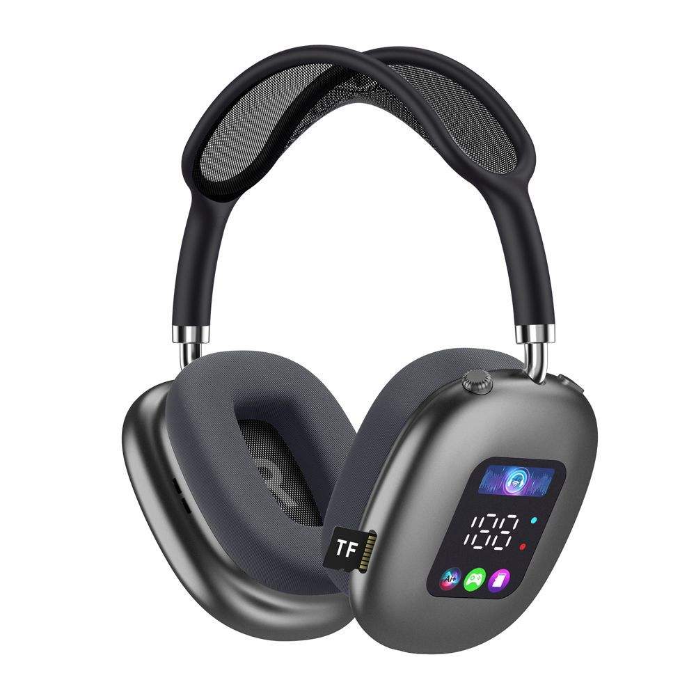 Foldable Lightweight Display Headphones Wireless Headset Bluetooth Earphones Noise Cancelling Over-Ear Gaming Headphone