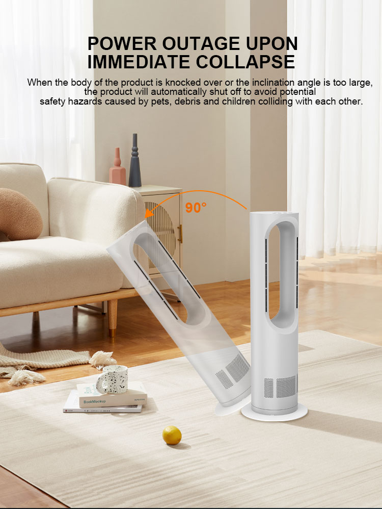 Natural Gentle Airflow Consistent Wind Without Fluctuation Cool Hot Bladeless Tower Fan for Commercial Gift Hotel Room Use detail