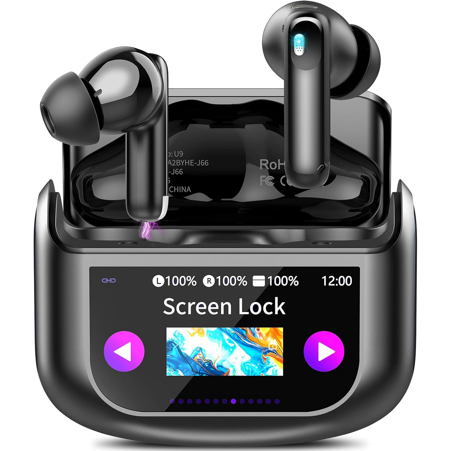 HE-076D Wireless Earbuds Bluetooth 5.4 Headphones Multi Function Touch Screen Tws Earbuds with 4 Mic Noise Cancelling Ear Buds detail