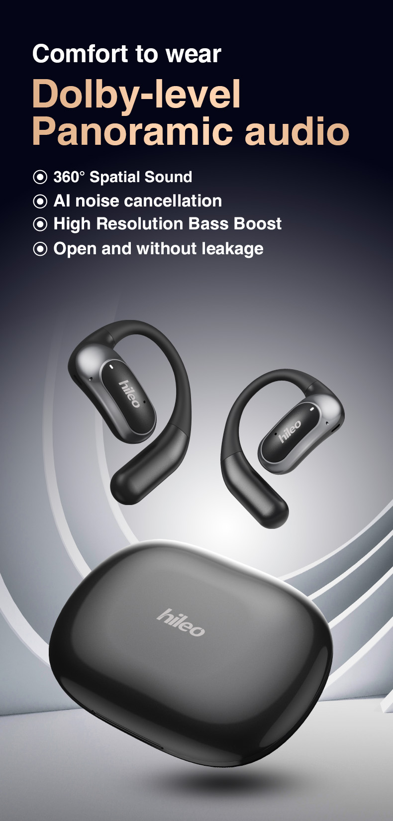 Hi95 Ows Wireless Earbuds BT 5.4 Open Design Sports ANC IPX5 Waterproof LED Battery Indicator Mic Android/iOS Hi-Fi Low Latency detail