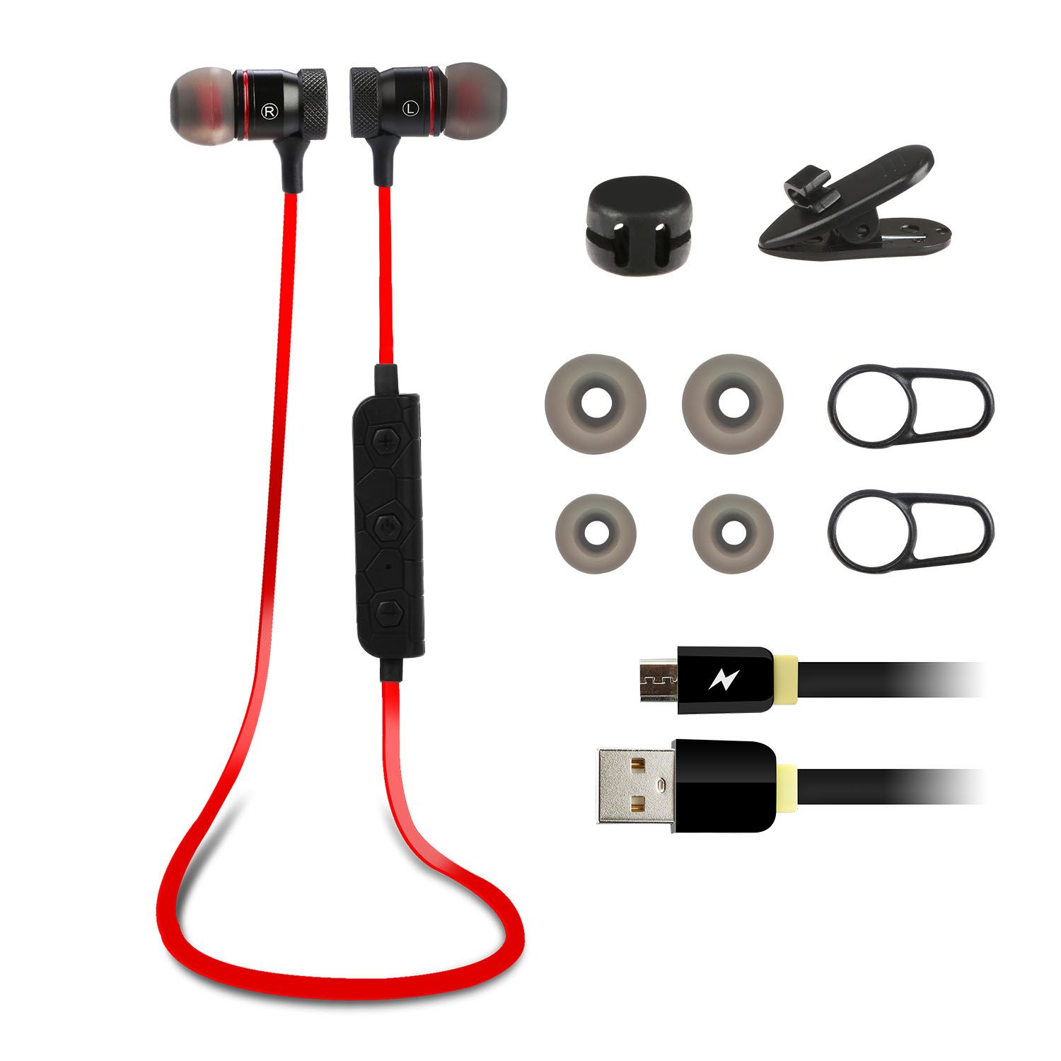 Wireless Sport Earbuds with In-Ear Neckband Sweat-Proof Headsets with Call Alert Number Broadcast In-Ear Headphones for Sports product view