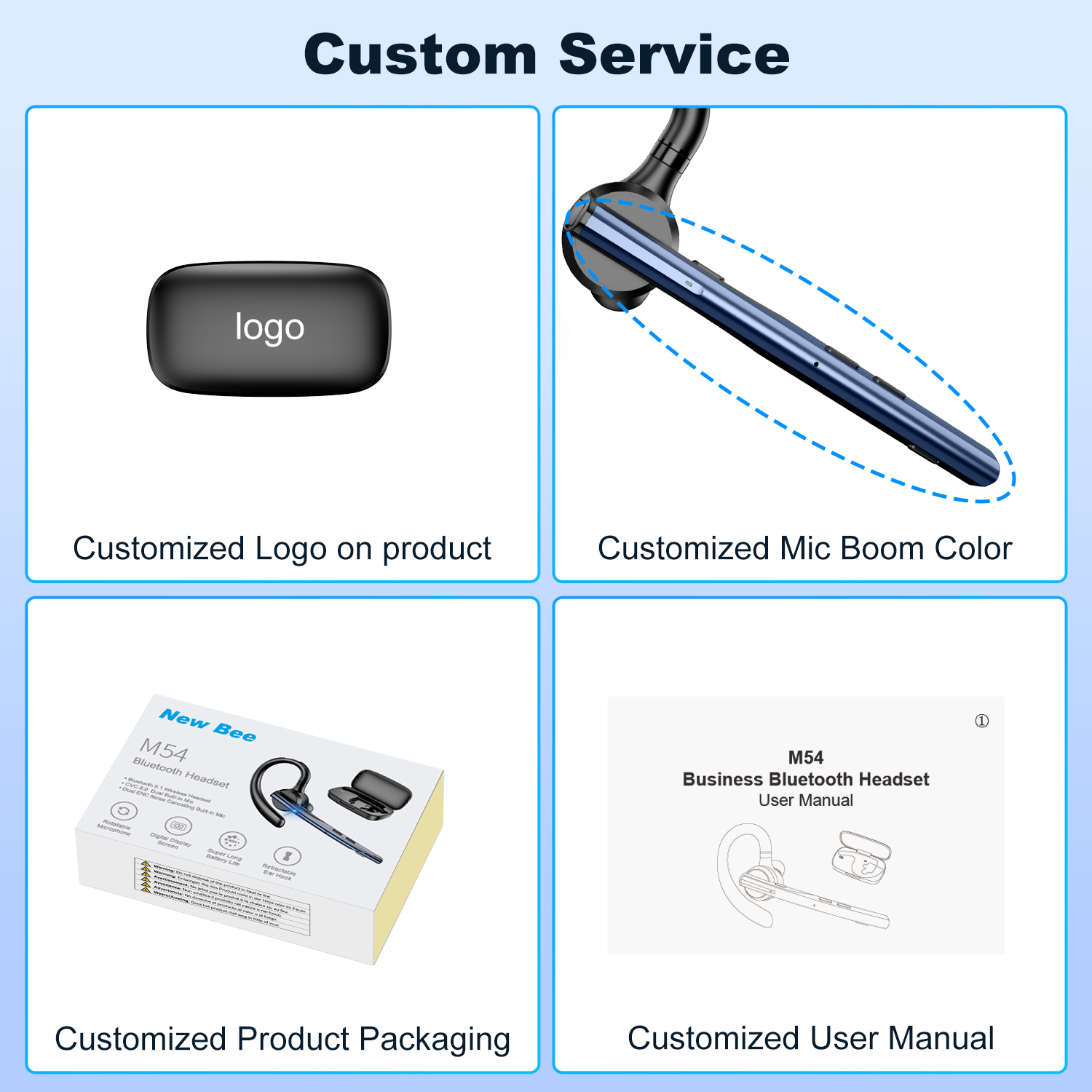 New Bee New Arrival Pink Color Audifonos Bluetooth Headset Hands Free Earpiece V5.1 Ear Hook Wireless Earphones for Cell Phone product view