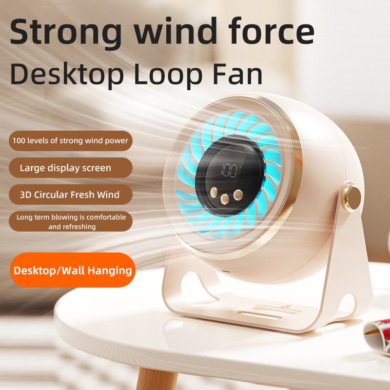 Wholesale Small Desktop Electric Fan Silent Plastic Turbine Circulation Wall Mount Charging Mini Portable Desk Air Cooling Fan product view