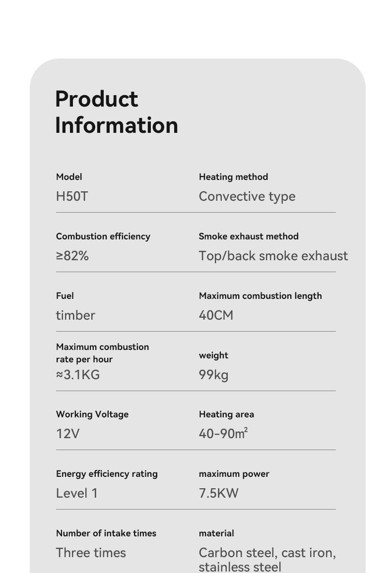 Low Energy Consumption 82% Efficiency Modern Round Design Wi-Fi  Control Indoor Heating Stove That Heats with Wood Burning detail