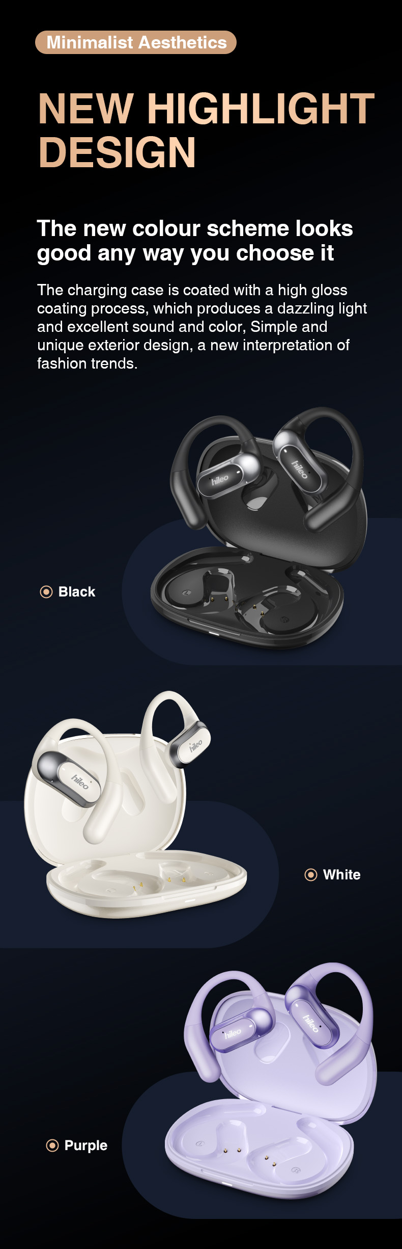 Hi95 Ows Wireless Earbuds BT 5.4 Open Design Sports ANC IPX5 Waterproof LED Battery Indicator Mic Android/iOS Hi-Fi Low Latency detail