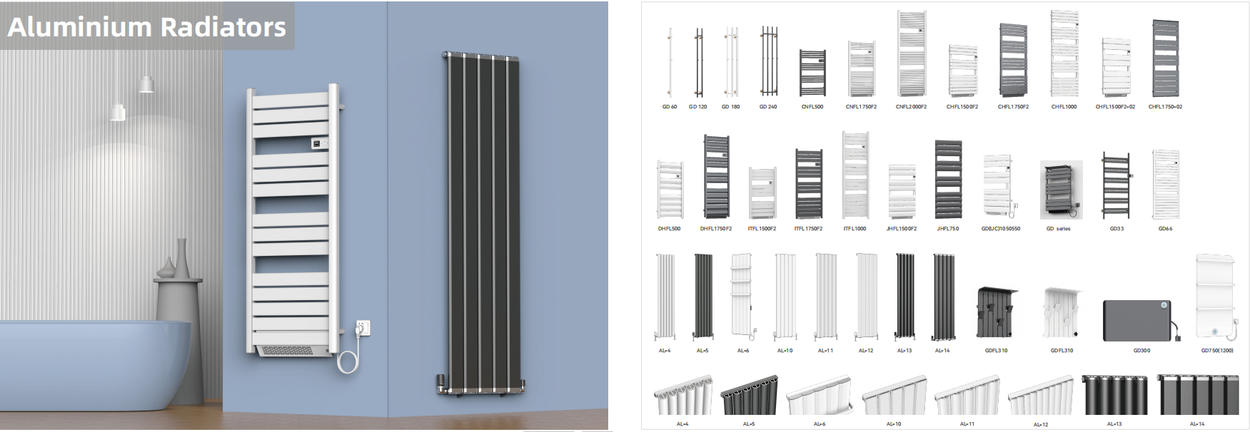 Wholesale Pricing Aluminum Designer Radiator Vertical Electric Heater with Thermostat Controller detail