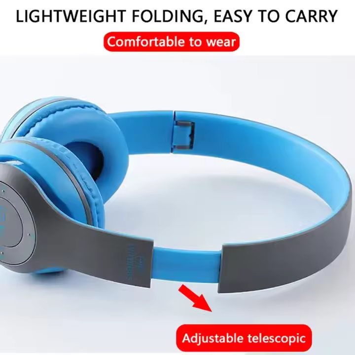 P47 Wireless Open-Ear Headphones Foldable ABS with LED HIFI Stereo Music Earphone Mic Head-mounted Support detail