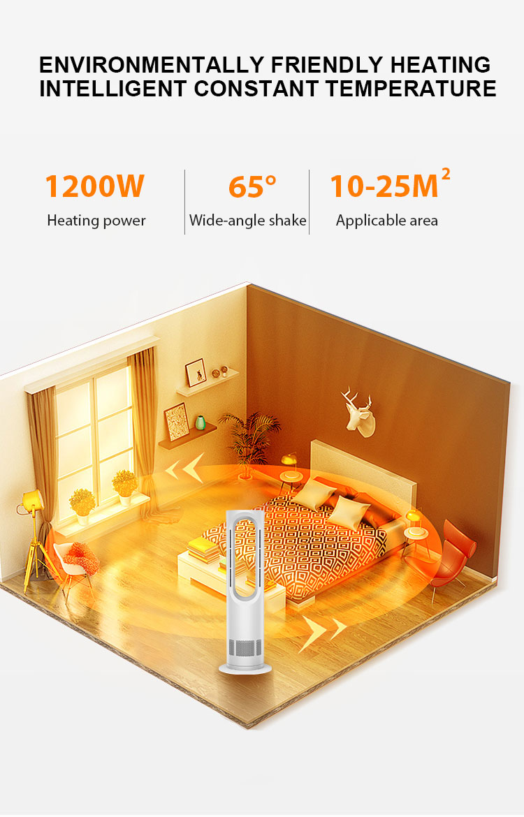 Natural Gentle Airflow Consistent Wind Without Fluctuation Cool Hot Bladeless Tower Fan for Commercial Gift Hotel Room Use detail
