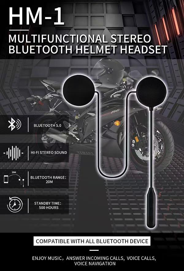 HM-1 Motorcycle Helmet Headset Bluetooth 5.1 EDR Hi-Fi Stereo 20M Range for Riding detail