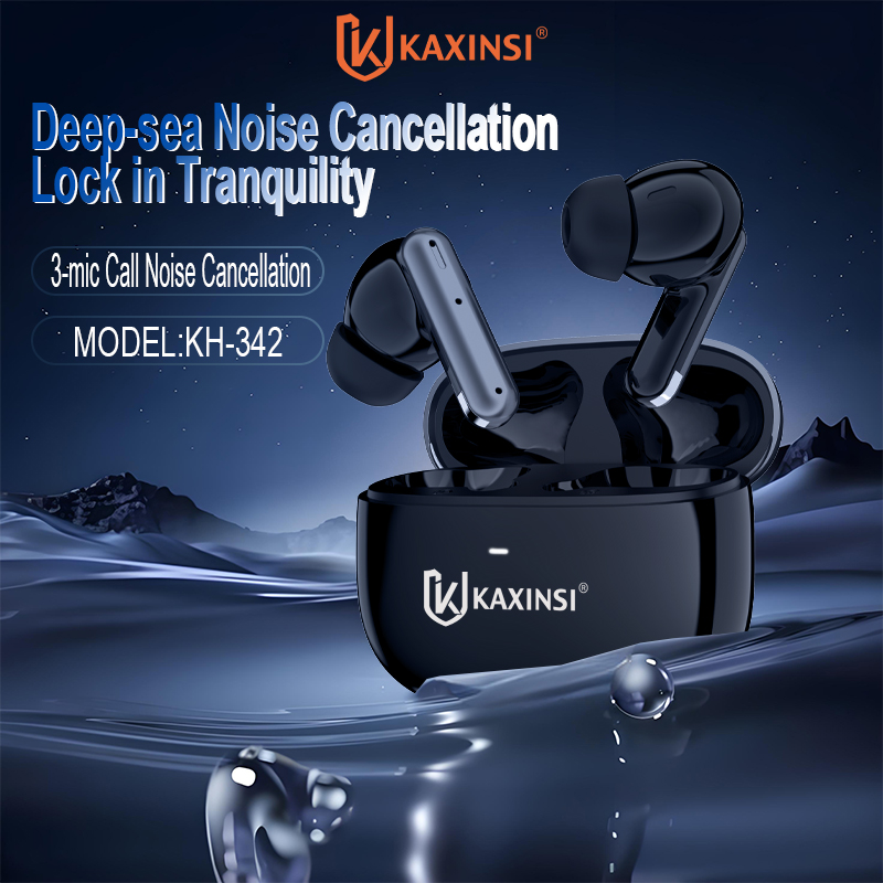 Wireless Headphones In-Ear Earbuds AI Smart Translators Mobile Phone IPX5 Waterproof ANC Noise Cancelling KAXINSI KH-342 Black product view