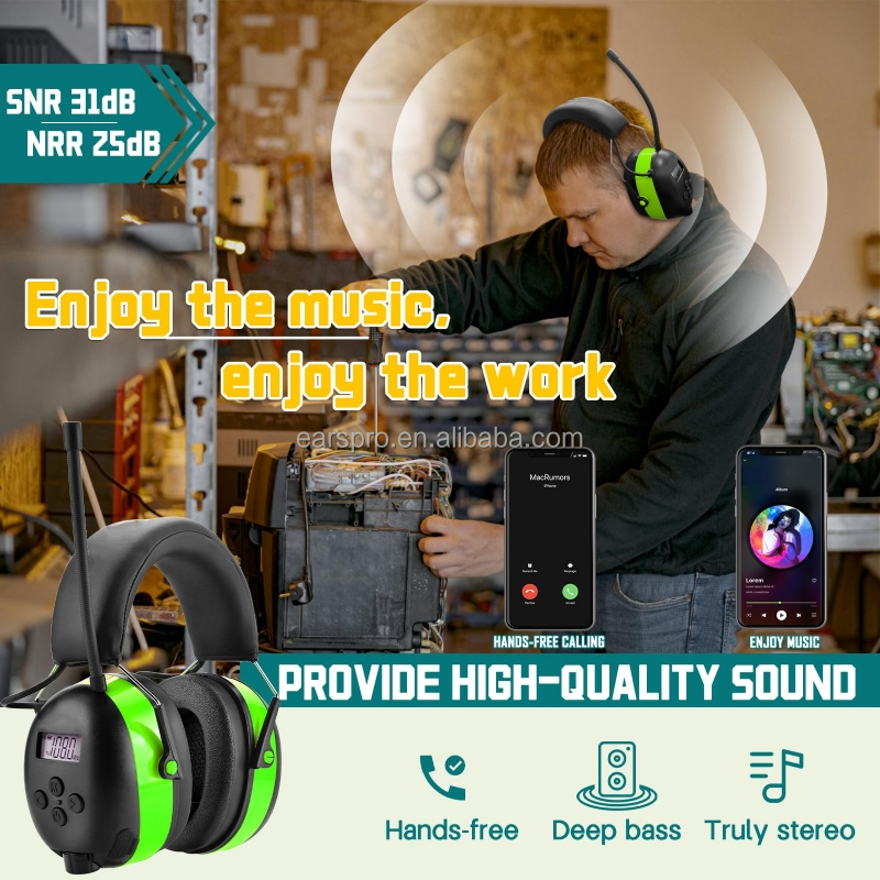 Best Electronic Hearing Protection Earmuffs Bluetooth 5.4 Noise-Canceling Foldable Design Rechargeable ABS Material NRR 25dB product view