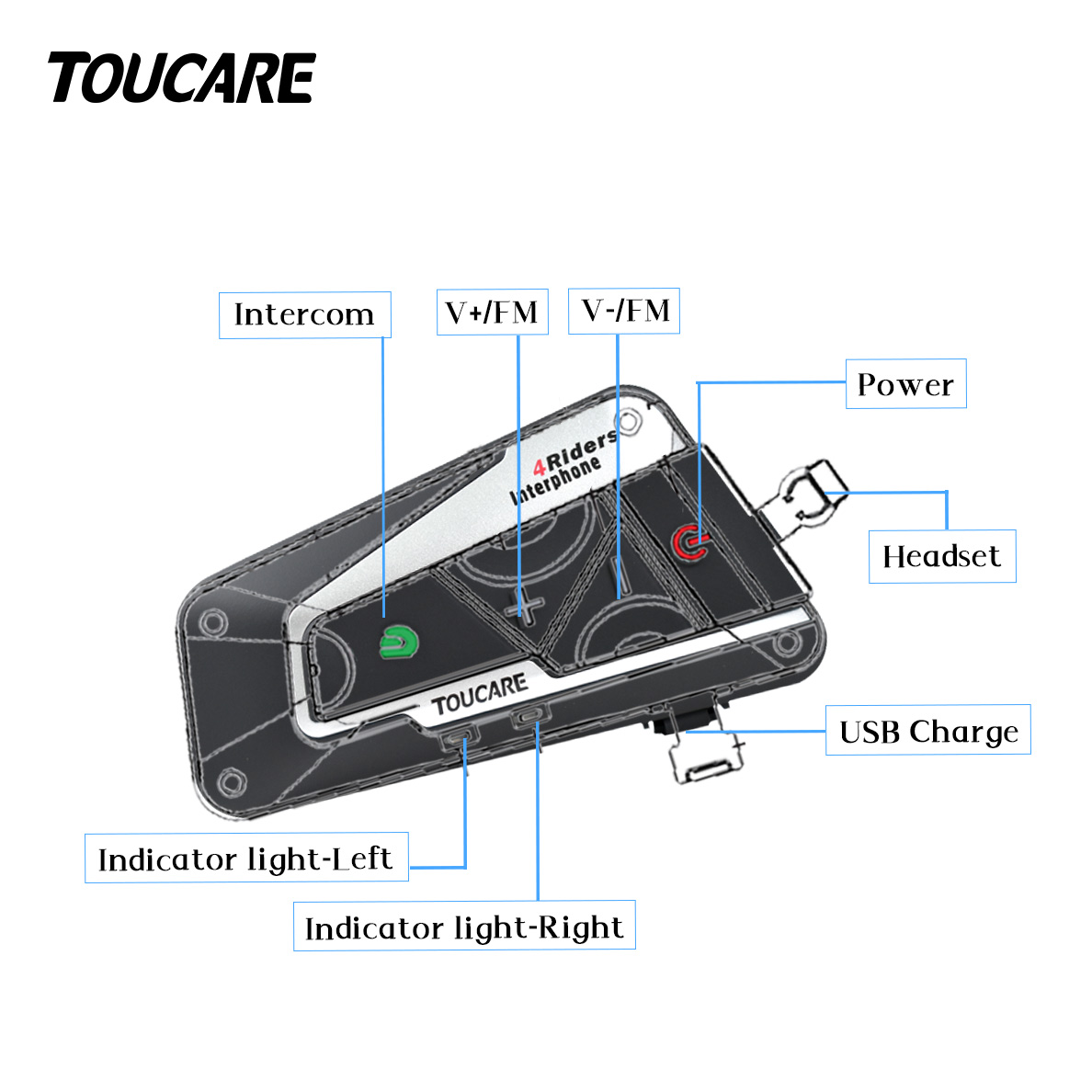 T9S-4 Intelligent Voice Wake up Helmet Bluetooth Earphones Waterproof Noise Reduction Ultra Long Endurance Mesh  Person Intercom detail
