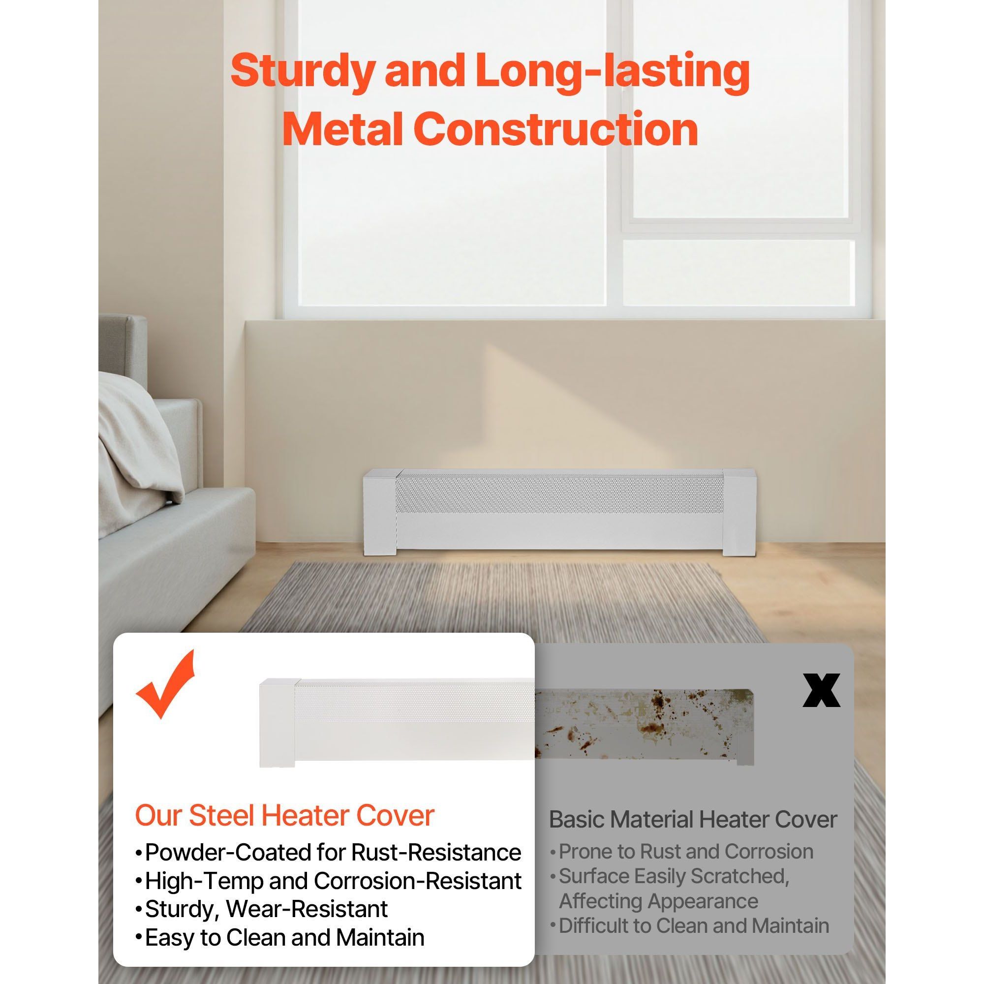 Electric Heater Front Cover 3 Ft Steel Heavy Duty Replacement For Home Bedroom White product view