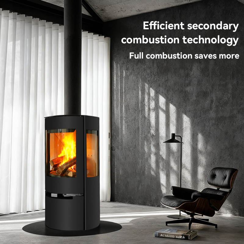 Low Energy Consumption 82% Efficiency Modern Round Design Wi-Fi  Control Indoor Heating Stove That Heats with Wood Burning product view
