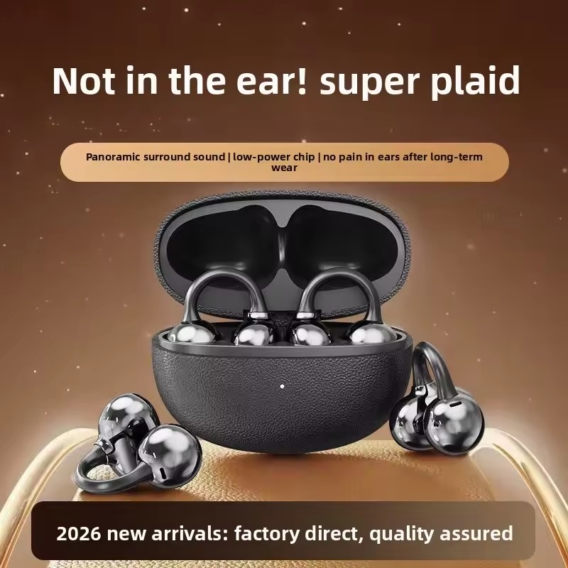 Leather Texture Wireless Earphones & Headphones with Open-World Sports 6.0 Ergonomic Ear-clip Design Big Battery TWS Earbuds product view
