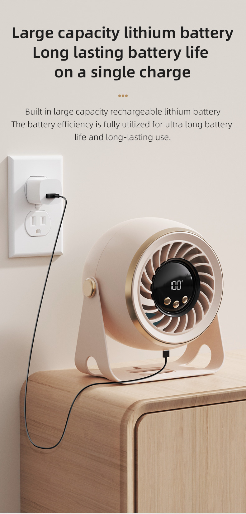 Wholesale Small Desktop Electric Fan Silent Plastic Turbine Circulation Wall Mount Charging Mini Portable Desk Air Cooling Fan detail