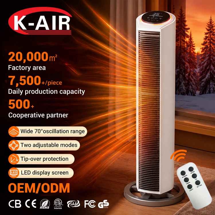High Quality Electric TOWER HEATER Fan Remote Plastic Construction Three-Speed Adjustment Air Available Home ELECTRIC FAN HEATER