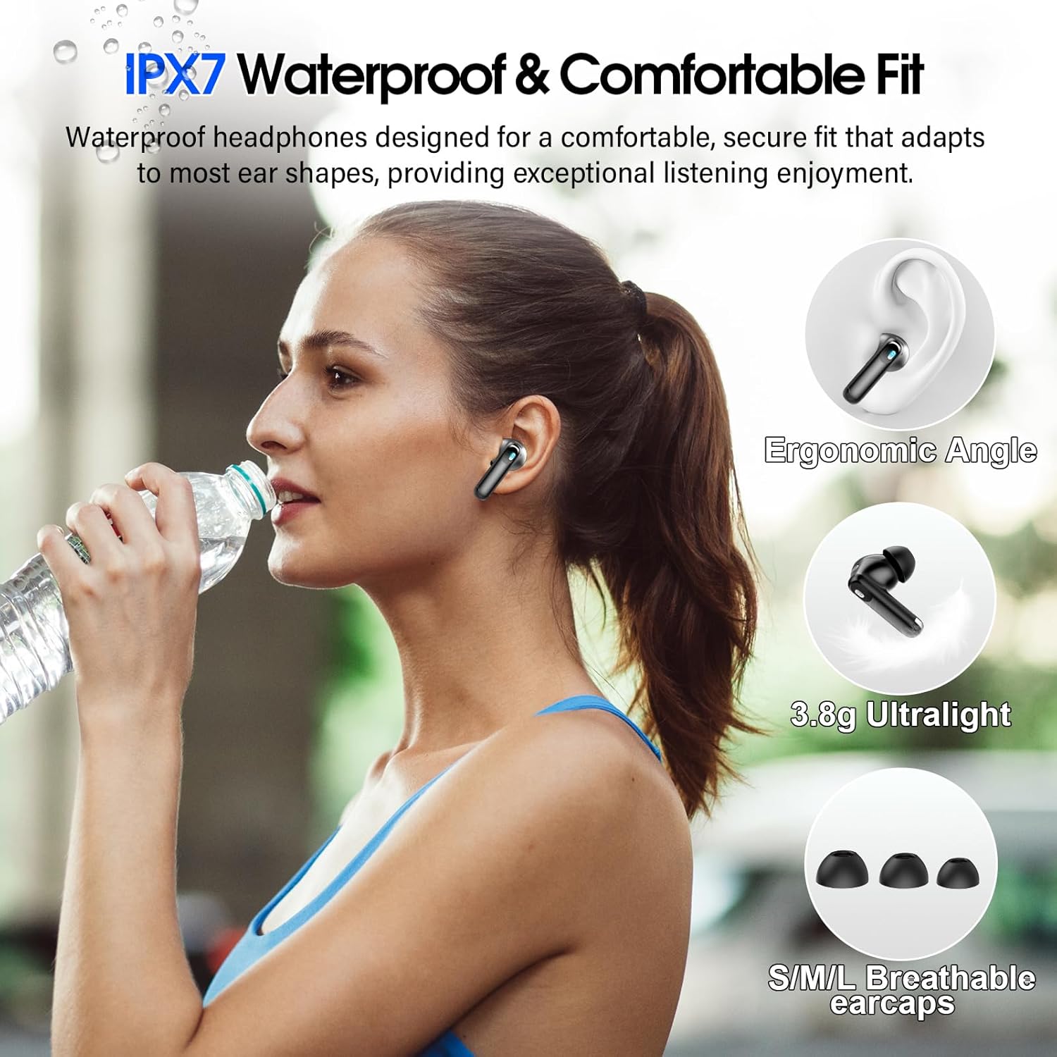 HE-076D Wireless Earbuds Bluetooth 5.4 Headphones Multi Function Touch Screen Tws Earbuds with 4 Mic Noise Cancelling Ear Buds product view