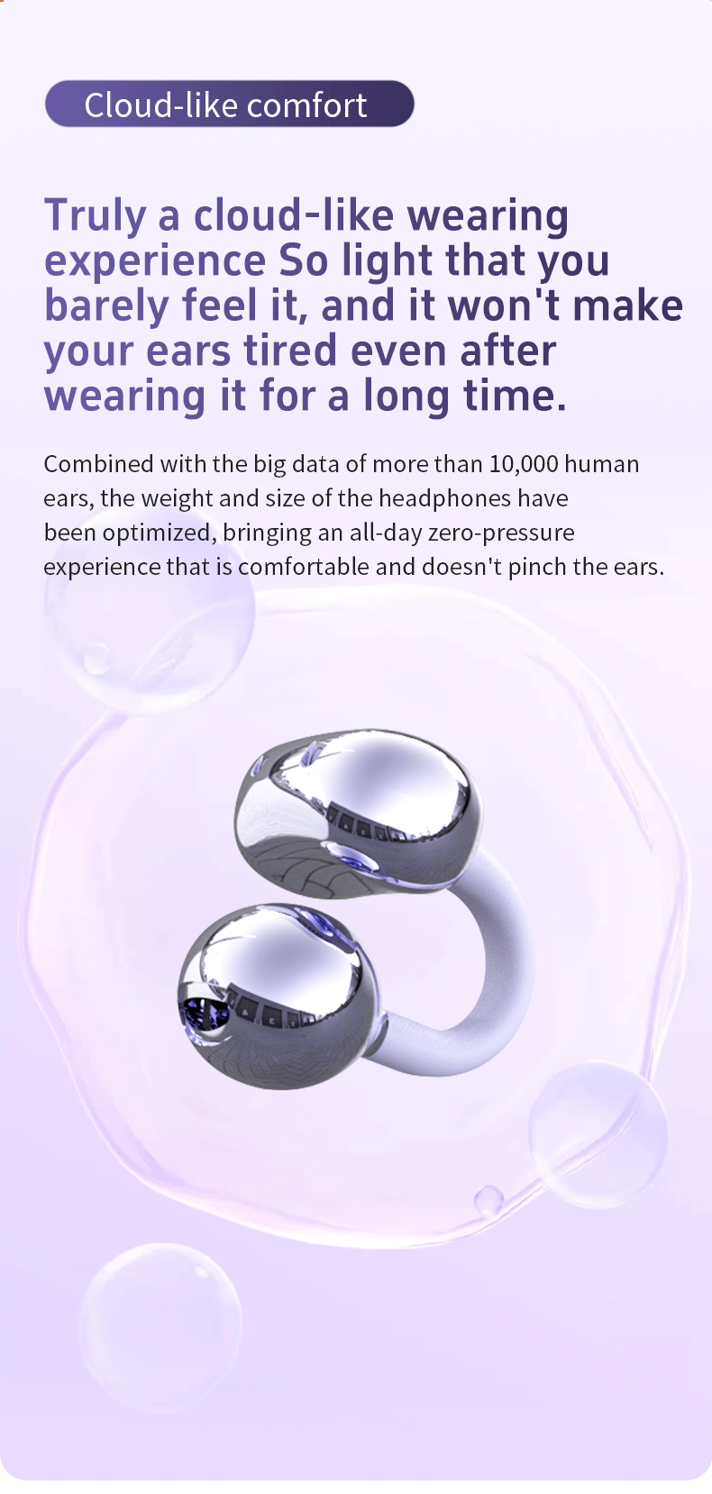 DOQAUS W18  Hot Selling Ear Hook Ear Clip Earphone HIFI Stereo Wireless Headphones Light ENC Outdoor Sports Waterproof Earphones detail
