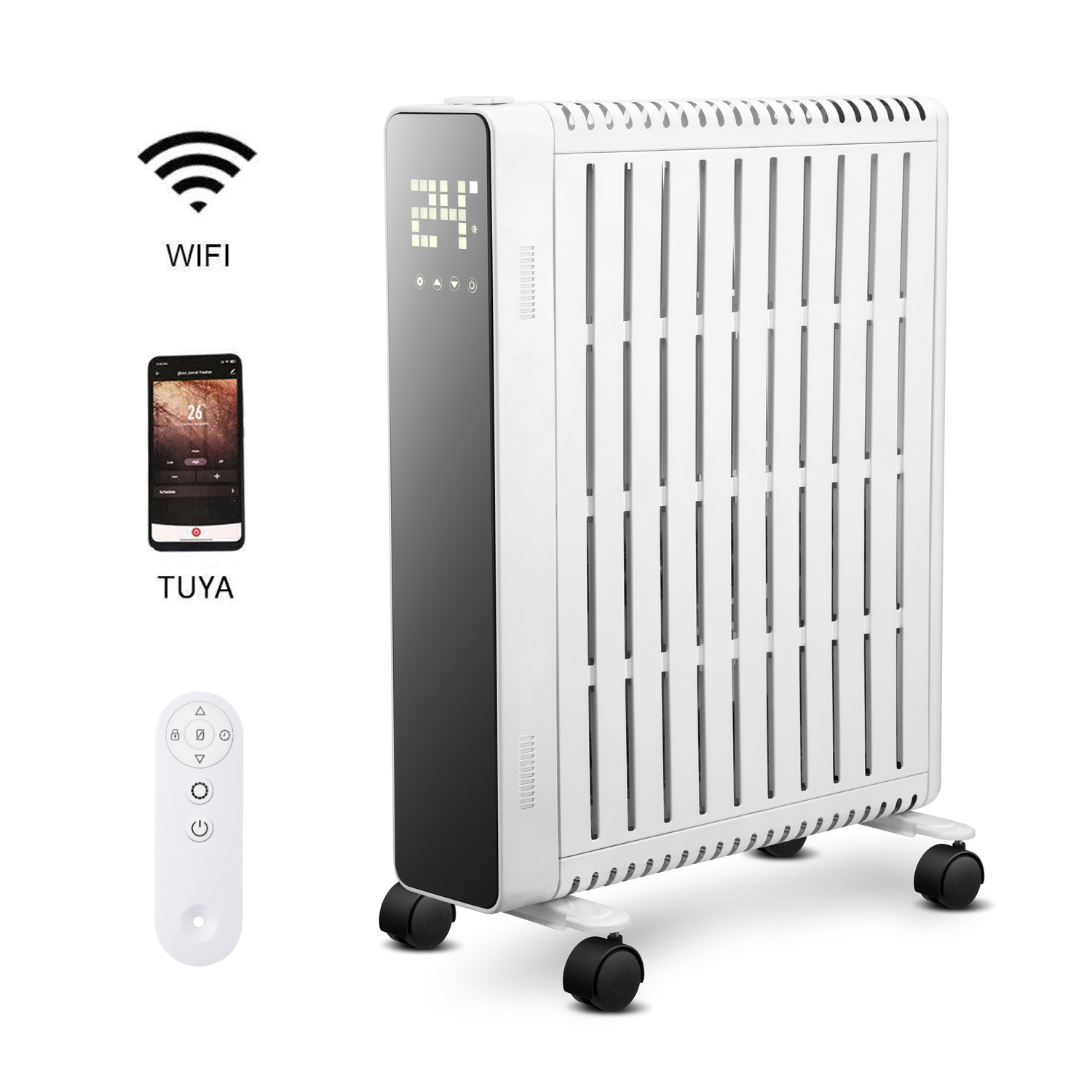 OEM 2000w Portable Remote Control Hotel Room Full Cover Electric Oil Heater Manufacturers detail