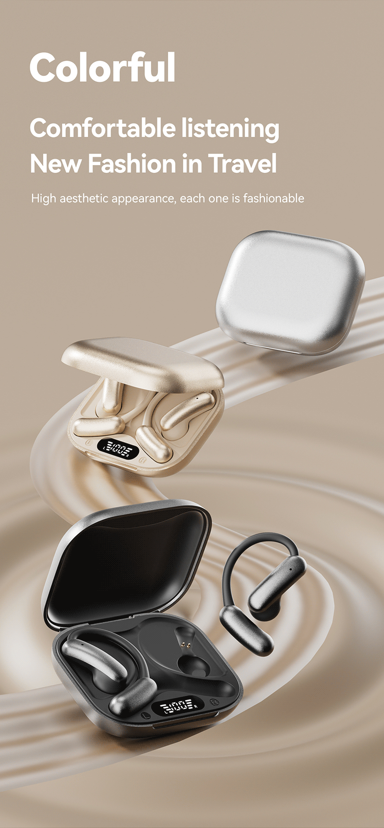 Hi-Res Audio Wireless Earbuds Mini Earrings Ear Clip Sports Earphones HD Voice Call 30ms Low Latency IPX5 Noise Cancellation detail