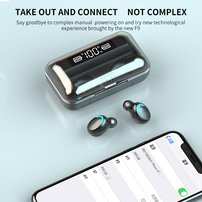 F9 Audifonos Mini Fone De Ouvido True Wireless Touch Control LED Display  Earphone Touch Control Headphone detail