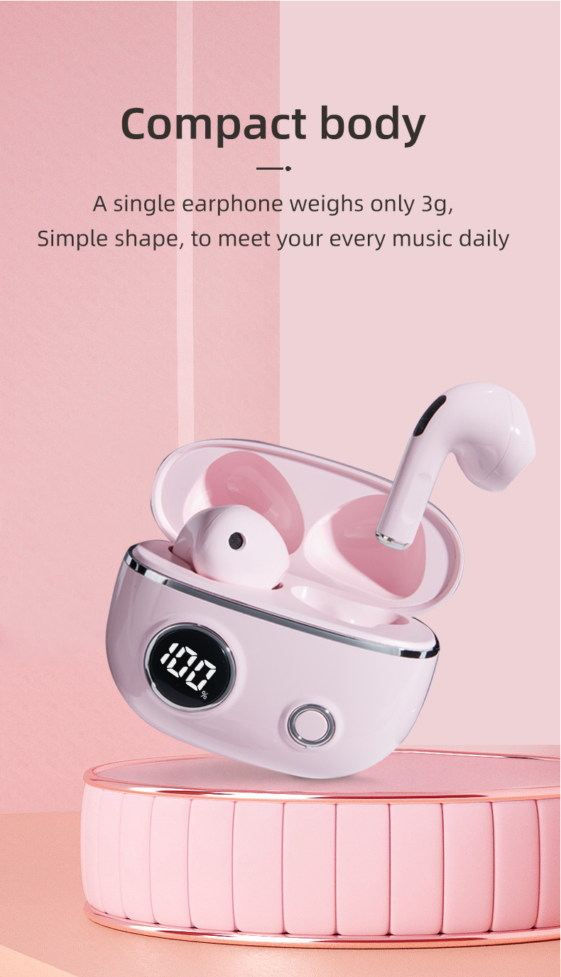 HBNKH Wireless Earphones High Quality Noise Reduction Earbuds Good Sound Quality Wireless Earphones with Battery Indicator detail