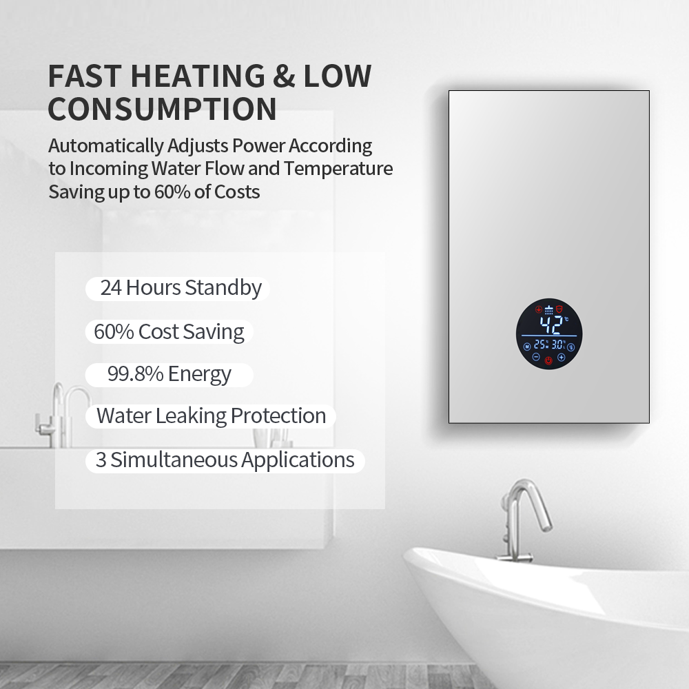 8500W Instant Electric Water Heater Plastic LED Constant Temperature English Display for Household Car RV Outdoor Garage Use product view