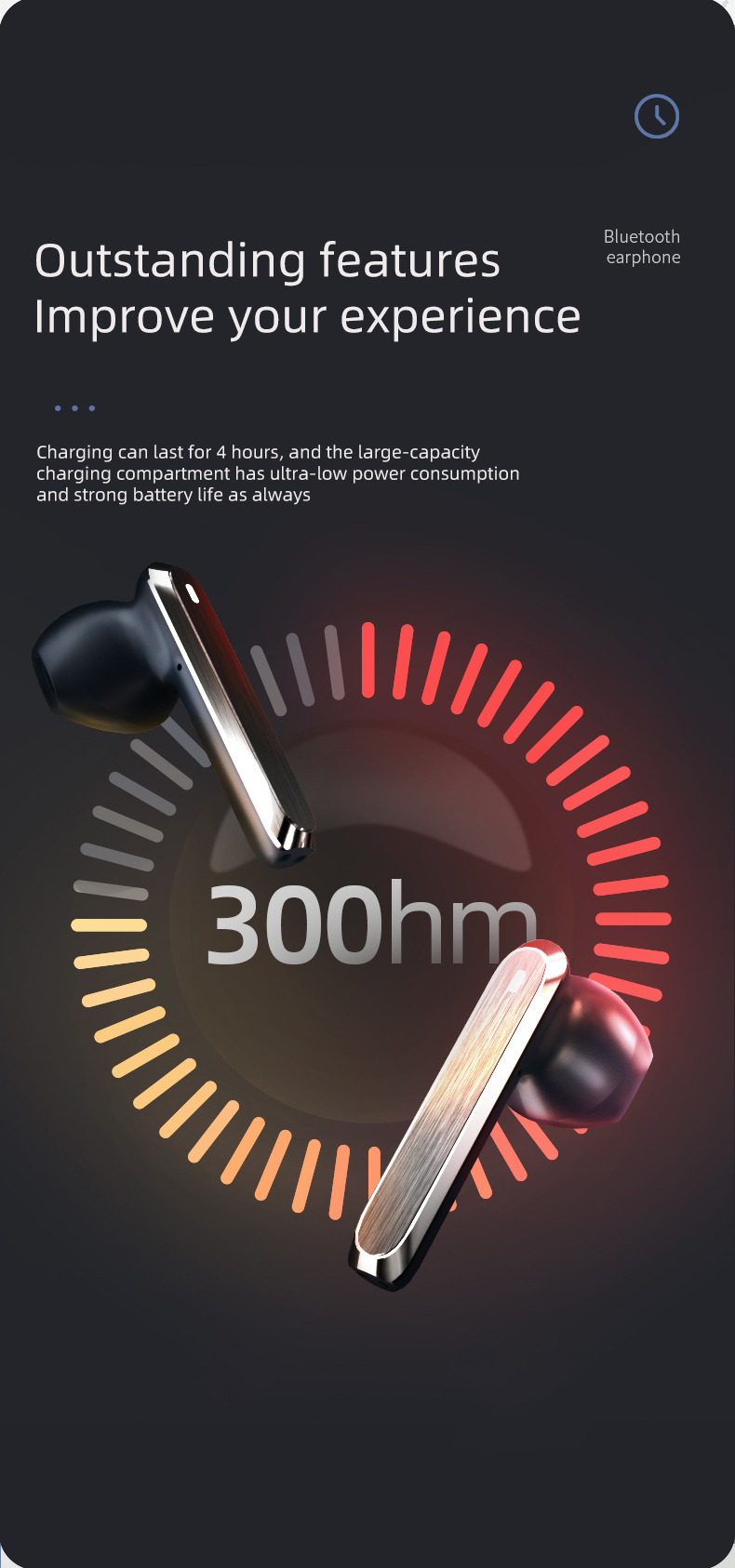HBNKH Wireless Earphones Stereo Wireless Headset Two-channel Noise Reduction Earbuds detail