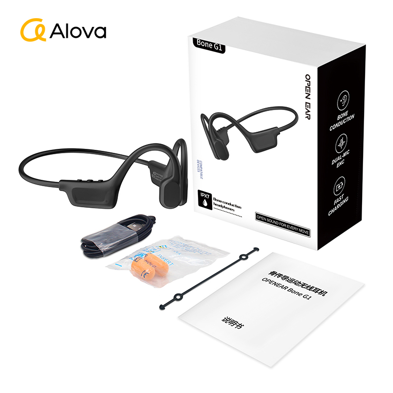 ALOVA New Product Ear Hook Secure Fit Open Ear Headphone IPX7 Bone Conduction bluetooth Sport Wireless Earphones for Cycling product view