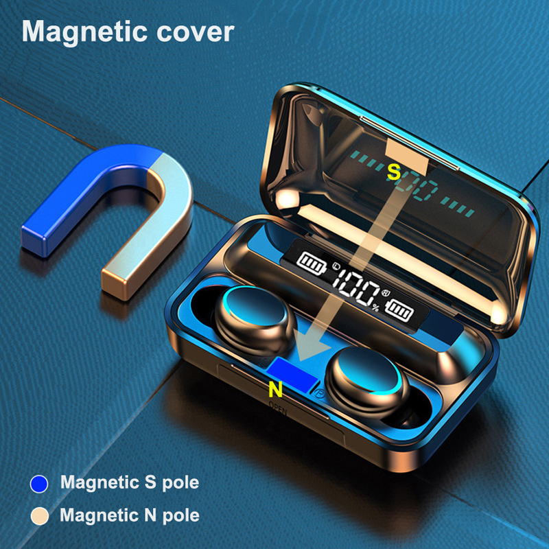 Oem Custom logo 2000mah Power Bank Ipx7 Waterproof Binaural Call 5.0 True in Ear Origin F9 5c F9-5 TWS Wireless Earbuds Bt 5.0 product view