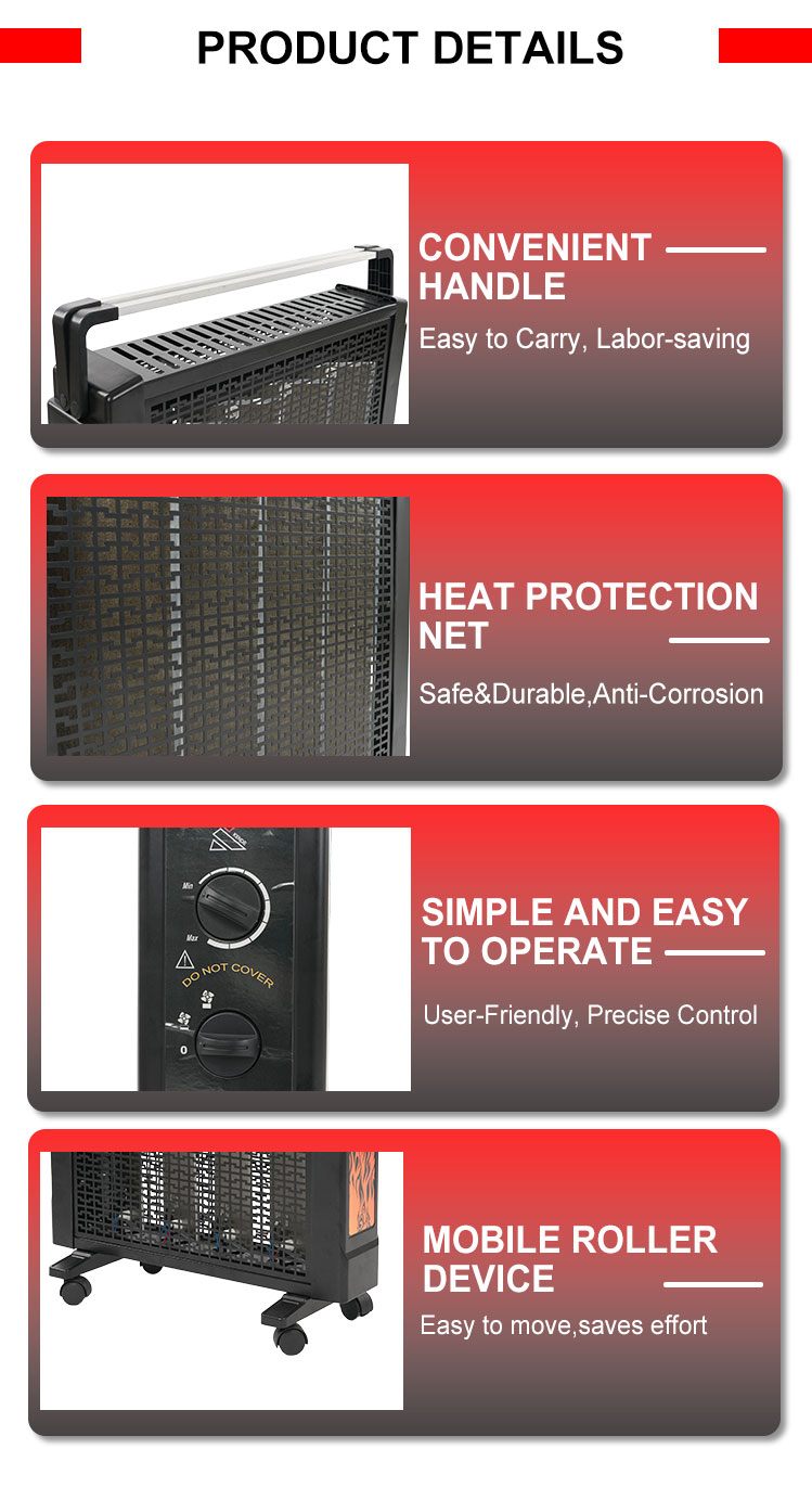 Kende Modern Portable Electric Radiant Panel Reptile Fireplace Heater Indoor detail