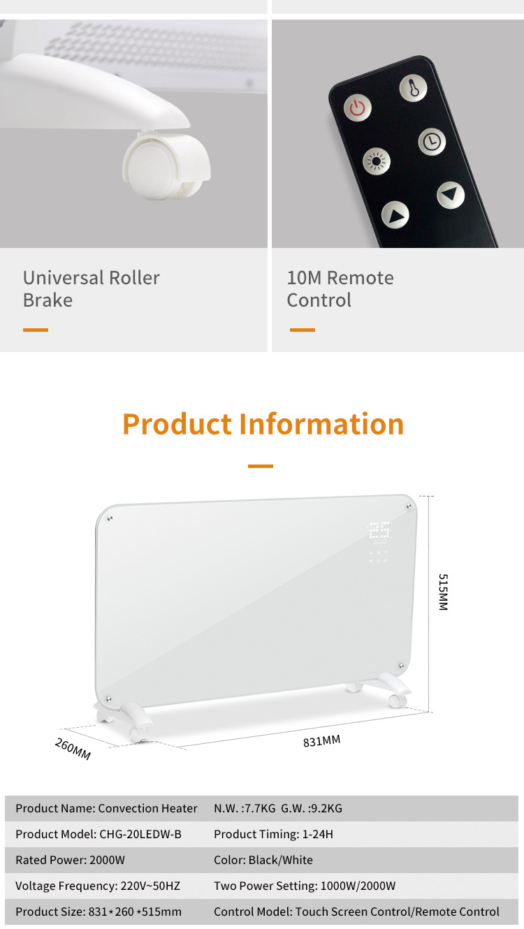 Adjustable Thermostat and Thermal Link Electric Convection Panel Heater Domestic House Heater Electric Heatetr Fast Heating OEM detail