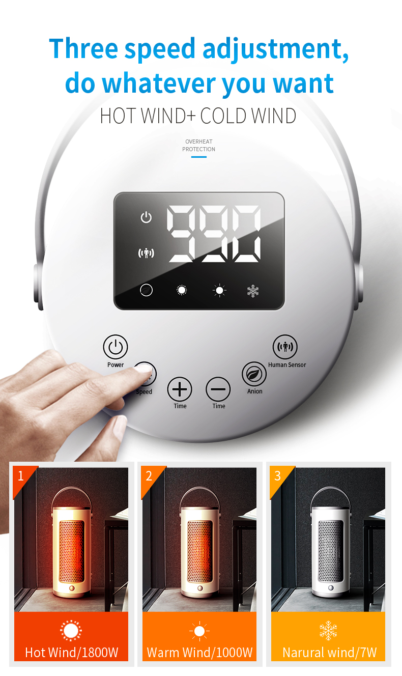 2000W Electric Portable Heater, Built-in Timer with Remote Control, Tip-Over & Overheat Protection for Home,Bedroom detail