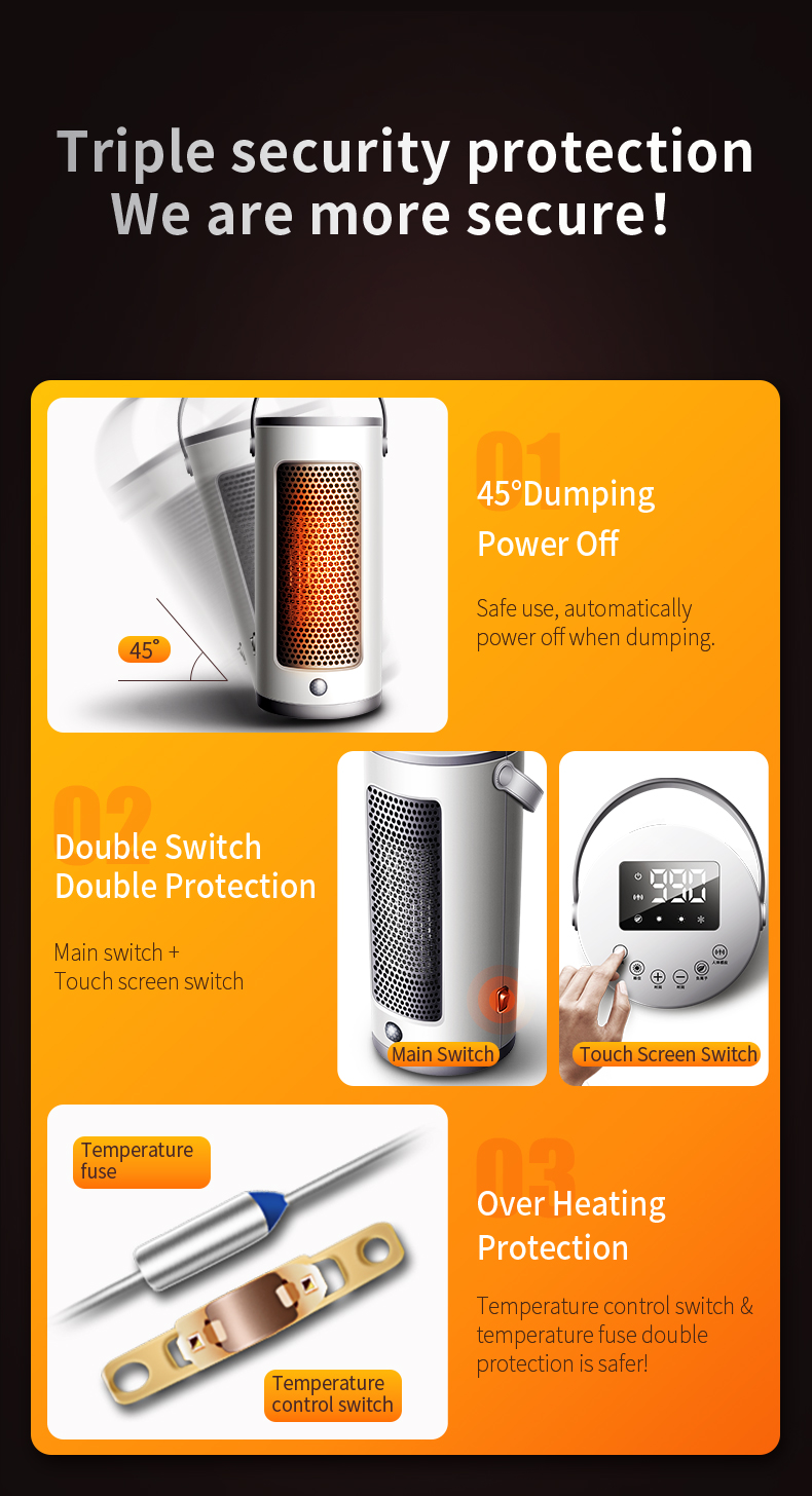 2000W Electric Portable Heater, Built-in Timer with Remote Control, Tip-Over & Overheat Protection for Home,Bedroom detail