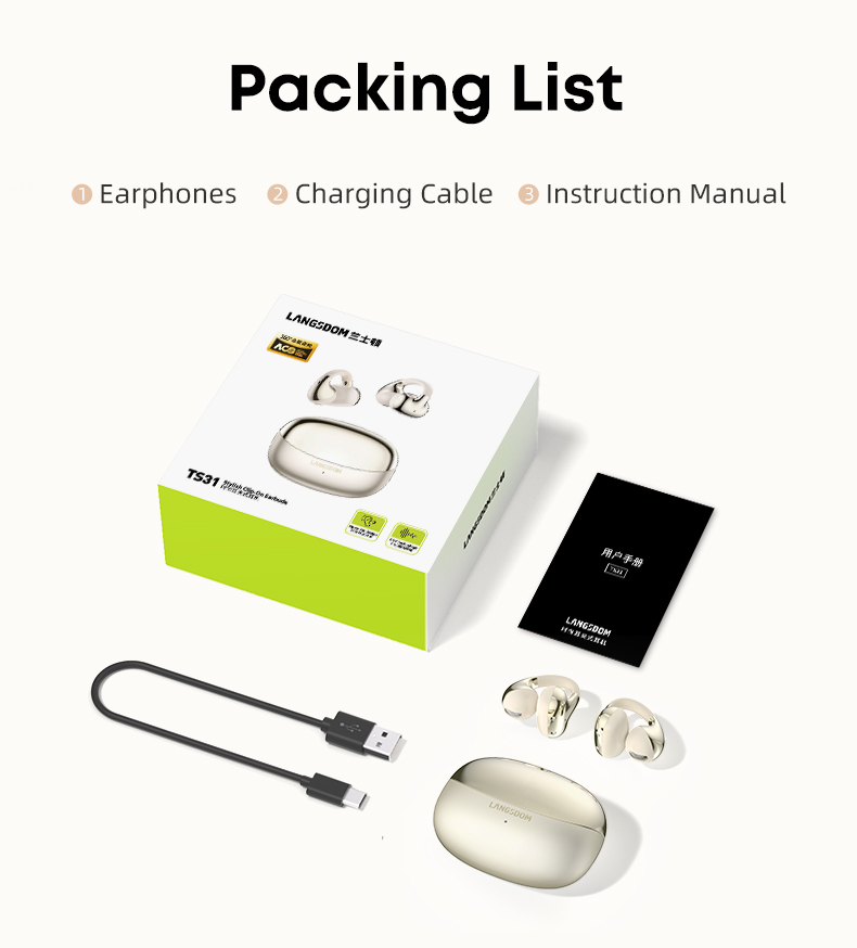 Custom Clip on Ear Earbuds Cute Sports TWS Open Ear Earphone V6.0 Free Clip-On Bluetooth Headphones Over Ear for Running Workout detail