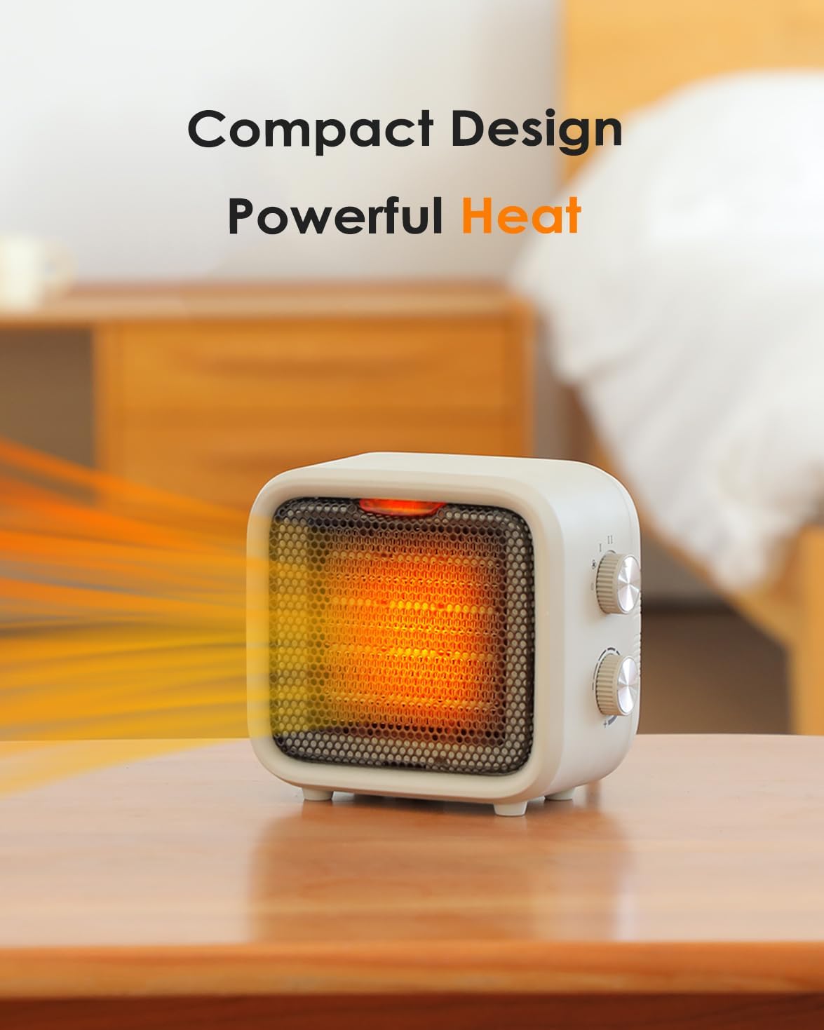 Portable PTC Electric Heaters Indoor With Thermostat Small Heater Space Heater With Heating and Fan Modes for Bedroom Office product view