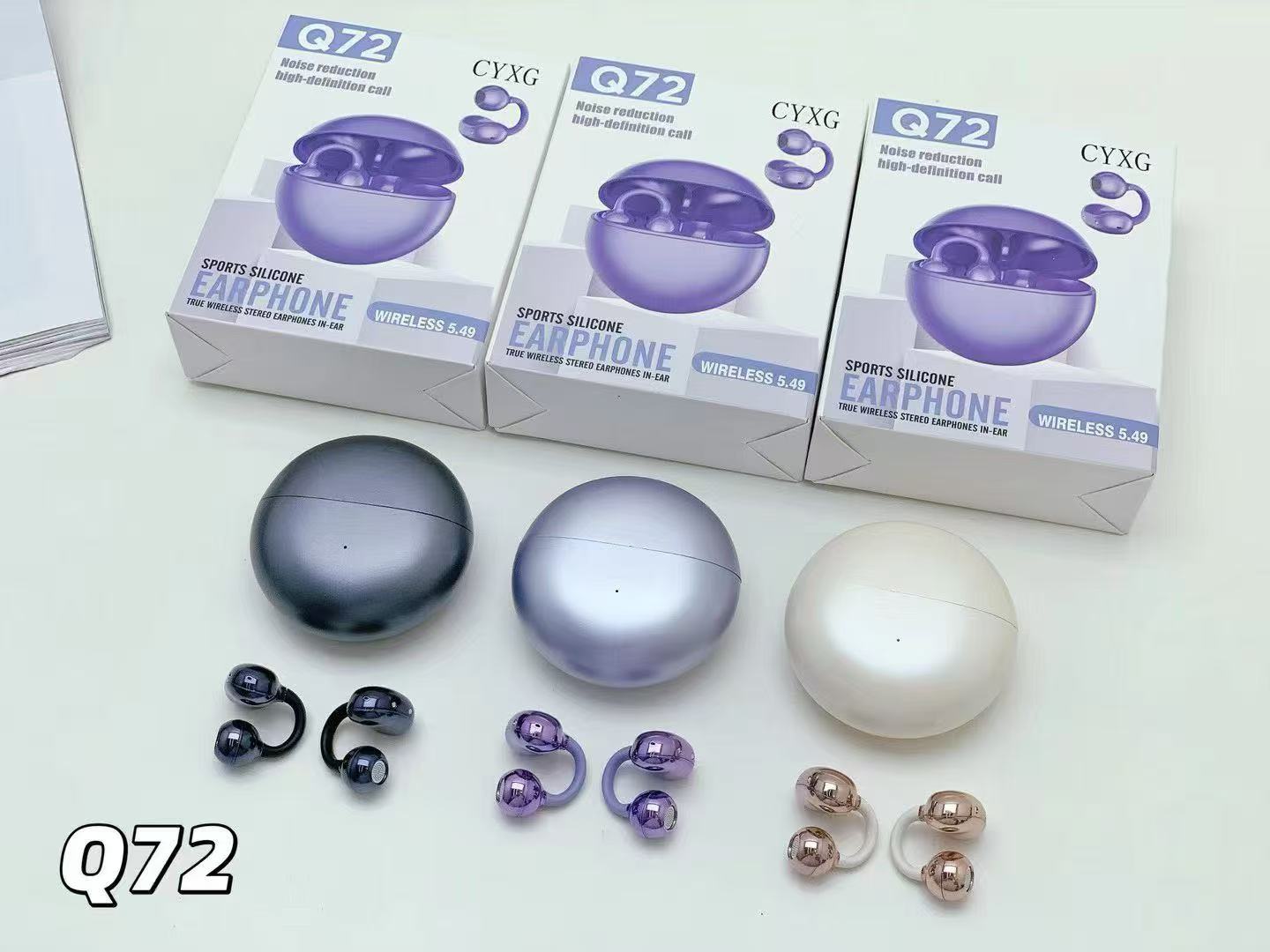 ZongX Wireless Earbuds with Earhooks Purple Open Ear Design Comfortable Fit for Sports and Daily Use product view