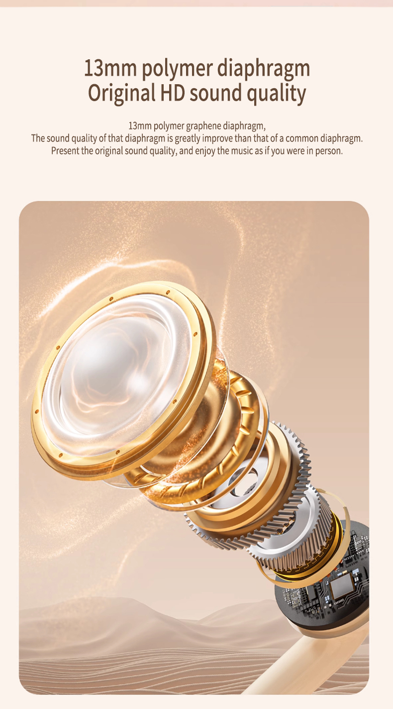 Wholesale Wireless Earbuds Semi in Ear Headphones Clear Call Digital Battery Display Charging Case for Work Travel Daily Use detail