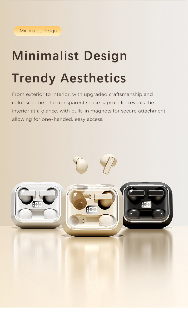 Customizable Y42 2-in-1 Couple Design Wireless Earphones, Digital Display Earbuds, Comfort Fit for Side Sleeping & Daily Sharing detail