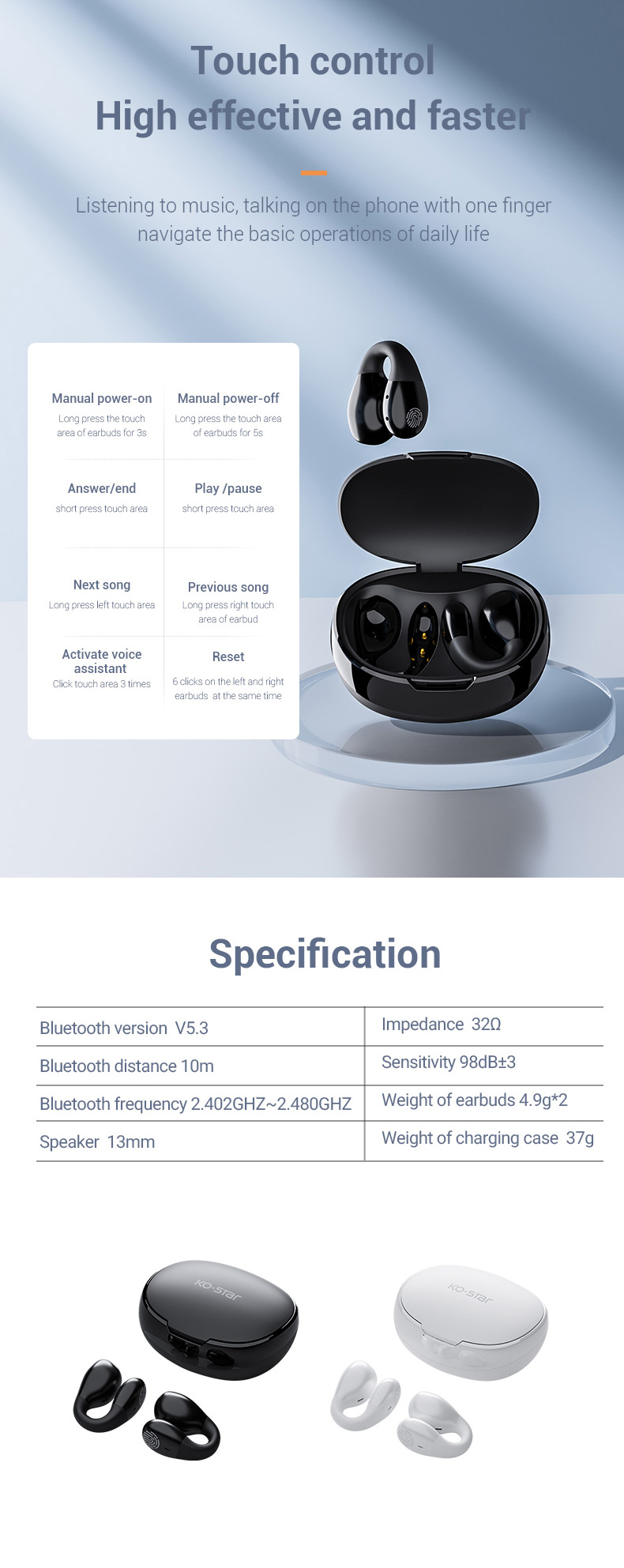 Manufacturer High Quality Wireless Earphone Stereo Earbuds Earphone Headset for Sports detail